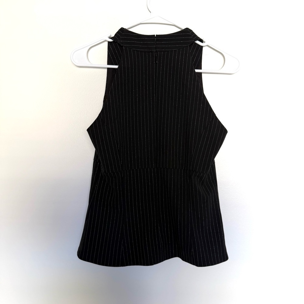 White House Black Market Pinstriped Hook & Eye Halter Top - Picture 9 of 11